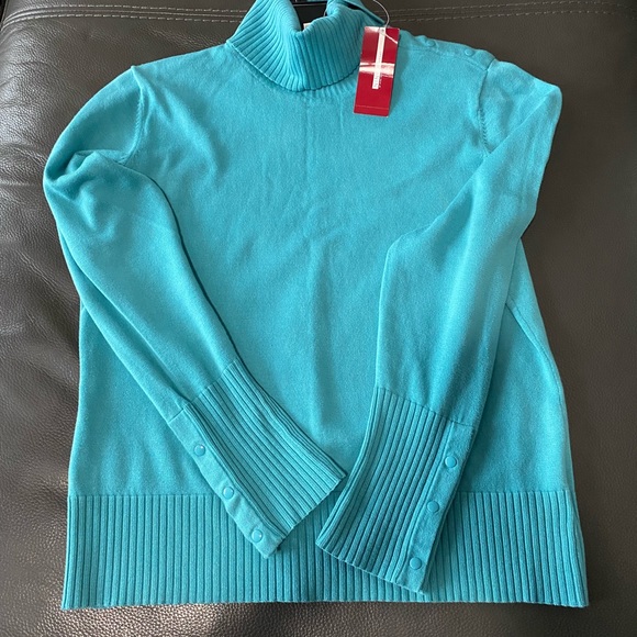 NWT NINE & Co. Collared Sweater With Snap On Sleeves/Collar Sz L - Picture 7 of 11